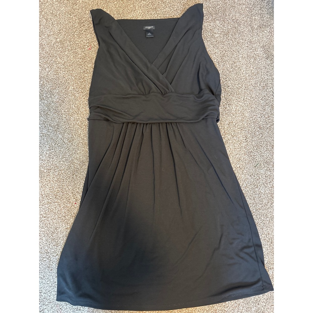 Ann Taylor Surplice Dress Womens 16 Black Excellent Empire Waist Sleeveless LBD